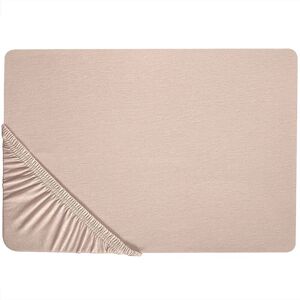 Beliani - Classic Fitted Sheet Cotton 200x200 cm Beige Solid Pattern Elastic Edging Hofuf