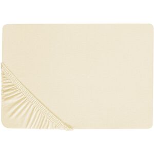 BELIANI Classic Fitted Sheet Cotton 200 x 200 cm Solid Pattern Elastic Edging Beige Janbu