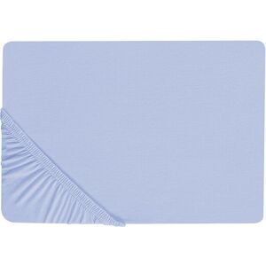 BELIANI Classic Fitted Sheet Cotton 200 x 200 cm Solid Pattern Elastic Edging Blue Janbu