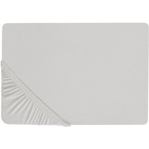 BELIANI Classic Fitted Sheet Cotton 200 x 200 cm Solid Pattern Elastic Edging Light Grey Janbu