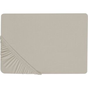 BELIANI Classic Fitted Sheet Cotton 200 x 200 cm Solid Pattern Elastic Edging Taupe Janbu