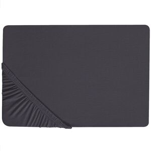 Beliani Fitted Sheet Black Cotton 90 x 200 cm Solid Pattern Classic Elastic Edging Bedroom Material:Cotton Size:x25x90