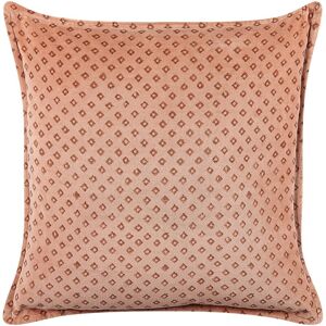 BELIANI Decorative Velvet Block Printed Throw Pillow Diamond Pattern 45x45 cm Pink Rhodocoma