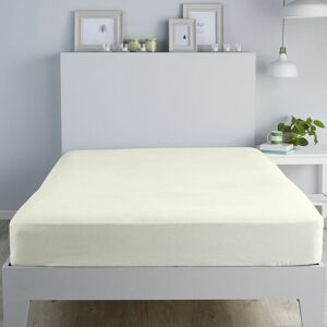 Fusion - 100% Brushed Cotton Flannelette Fitted Sheet, Cream, Single