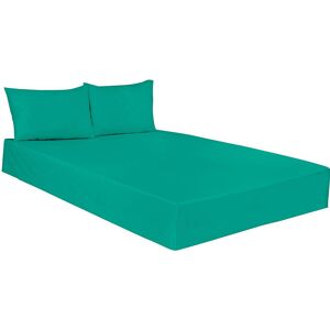 ARLINENS (Plain Dyed Poly Cotton Fitted Sheet (Teal,Pair of Pillowcases)) Plain Dye Poly