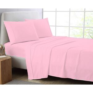 AmigoZone (Double, Pink) Luxury Poly Cotton Percale Flat Sheet Bed Sheets
