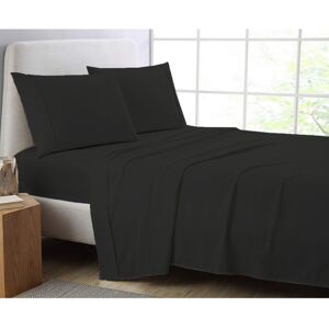 AmigoZone (Black, Super King) Full Flat Sheet Bed Sheets 100% Poly Cotton Single Double Ki