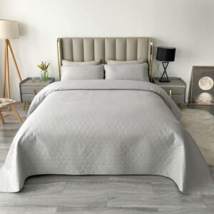 Qucover Ultrasonic Bedspread Double Size Silver Grey 3 Piece Polyester Modern Geometric Embossed Lightweight Thin Summer Quilt Bedspread Throw with Pillow Shams for All Seasons, 240x220cm - Brand New