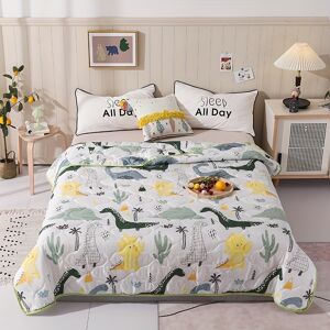 Temu 1pc Summer Quilt, Fresh Cartoon Dinosaur World Bedding Quilt For All Season, Soft Comfortable Quilt, For Bedroom, Guest Room Home Decor White 150cm*200cm