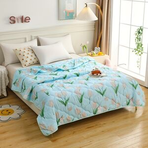 Temu 1pc Tulip Summer Quilt Soft Skin-friendly Printed Summer Cool Quilt Air Conditioning Quilt Small Fresh Thin Quilt Living Room Sofa Quilt Nap Thin Quilt Multi-purpose Small Thin Quilt Multicolor 150cm*200cm