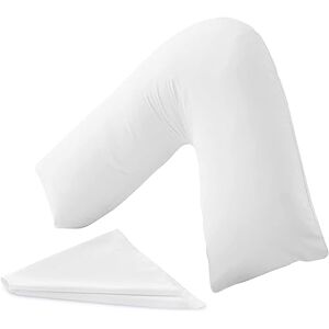 Brit Diamonds V Pillow with Pillowcase - V shaped Orthopedic White Pillow Maternity, Back & Neck support Cushioning Pillows- Pregnancy Pillow, Free Cotton Bed Pillow Cover (13''x29'')