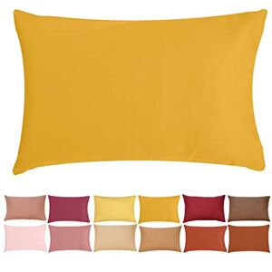 P'tit Basile - Baby toddler Pillowcase cover - 40x60 cm - mustard Yellow - 100% soft Organic Cotton, Gots and Oeko-tex certified - Plain Cot Bed Pillow case with Envelope Closure