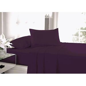 Dazzle Collection Fitted Sheet Extra Deep 16"/40CM Deep 100% Poly Cotton Percale Deep Fitted Sheet Machine Washable (Pillowcase Cover Only, Plum)