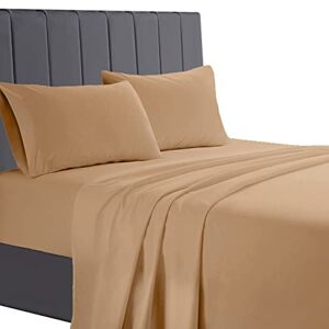 A ATH COLLECTION AATH COLLECTION Egyptian Cotton Flat Sheets, 200 Thread Count Single, Double, King, Super King Flat Bed Sheets, Soft & Fade Resistant (Double, Brown)