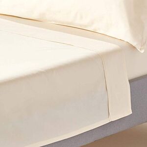 HOMESCAPES Cream Pure Organic Cotton Flat Sheet Single 400TC 600 Thread Count Equivalent Bed Sheet