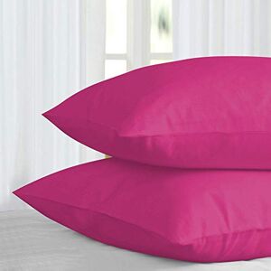 Wisom Plain Dyed Cotton Blended Fitted Sheet Bed Sheets For Mattress With And Matching Pillow Cases (FUCHSIA, PILLOW CASE PAIR)