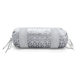 Intimates Luxury Sparkle Embossed Velvet Silver Foil Print Premium Bedspread Collection (Silver, Neckroll)