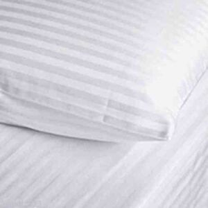 AR LUXURIOUS HOTEL QUALITY THREAD COUNT 300 EGYPTIAN COTTON SATIN STRIPE DUVET COVER SET WHITE IN (PAIR OF HOUSEWIFE PILLOWCASES)