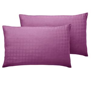 Roseley 100% Cotton Bed Set 400TC Natural Breathable Checked Duvet Cover Pillowcases Home Hotel Bedding Hypoallergenic [Housewife Pillowcases (2pc), Lilac]