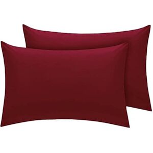 British Home Bedding - Plain Dyed Luxury Cotton Blend Percale Duvet Cover Set with 2 Pillowcases (Wine, Pillow Cases Only)