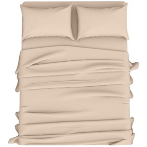 byrewood Latte Super King Size Sheet Set (Flat Sheet + Fitted Sheet + Pillowcases) - Poly Cotton Super King Bed Sheet Set - Latte Polycotton Bed Sheets Super KingSize Bedding Set
