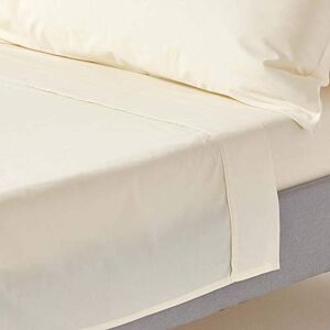 HOMESCAPES Cream Pure Egyptian Cotton Flat Sheet Single 200 TC 400 Thread Count Equivalent Bed Sheet