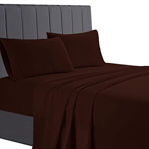 A ATH COLLECTION AATH COLLECTION Egyptian Cotton Flat Sheets, 200 Thread Count Single, Double, King, Super King Flat Bed Sheets, Soft & Fade Resistant (Double, Chocolate)
