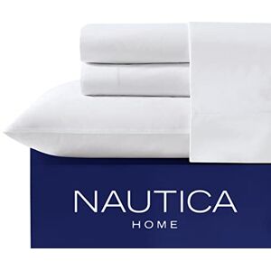 Nautica - Twin XL Sheet Set, Cotton Percale Bedding Set, Crisp & Cool, Dorm Room Essentials (White, Twin XL)