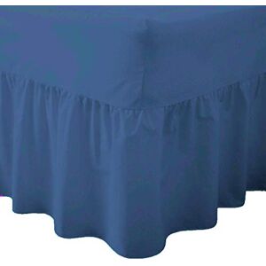 R&Z Luxury Plain Polycotton Percale Valance Fitted Sheet or Pillow Pair Cases (Mid Blue, Pillow Pair Case)