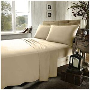 GC GAVENO CAVAILIA 100% Brushed Cotton Flat Sheet King, Luxury Plain Dyed Bed Sheets, Soft & Comfy Flannelette Bedding, Latte