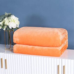 Chickwin Solid Color Fluffy Flannel Blanket Throw Large for Sofa Warm Cozy Fluffy Blanket Soft Fleece Blankets Lightweight Microfiber Throw Blanket for Baby Bed Couch Chairs (Orange,50x70cm)