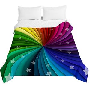 Odot Quilted Bedspread Throw Soft Microfiber Lightweight Coverlet Quilt, Rainbow Print Quilted Coverlets Comforter Sofa Bed Cover Bedding for Double King (100x150cm,Star universe)