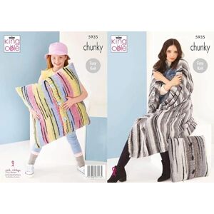 King Cole Chunky Knitting Pattern Easy Knit Blanket & Floor Cushion (5935)