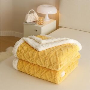 Chickwin Solid Color Sherpa Fleece Throw Blanket, Jacquard Fleece Throw Blanket Thick Plush Blanket Warm Fluffy Winter Blankets Microfiber Soft Comfortable Bedding (70x100cm,Yellow)