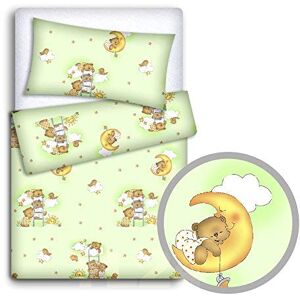 TheLittles24 Baby Newborn Bedding Set Pillowcase + Duvet Quilt Cover 2 Piece to Fit Cot Crib Cradle Pram 80x70cm (Ladder green)