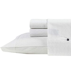 Nautica - Queen Sheets, Cotton Percale Bedding Set, Casual Home Decor (Buoy Line Grey, Queen)