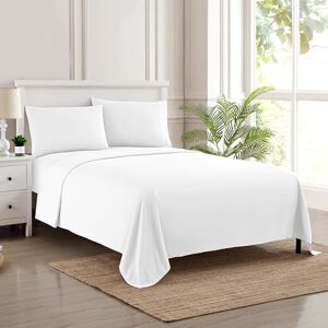 Sweet Home Collection Luxury Bedding Set with Flat, Fitted Sheet, 2 Pillow Cases, Microfiber, White, Twin
