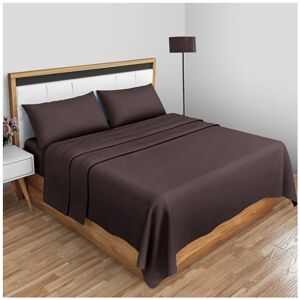 GC GAVENO CAVAILIA Non Iron Percale Flat Sheet King Size- Polycotton Anti Wrinkle Hotel Quality Bed Sheets- Luxury Bedding Plain Dyed Flat Sheet- Chocolate