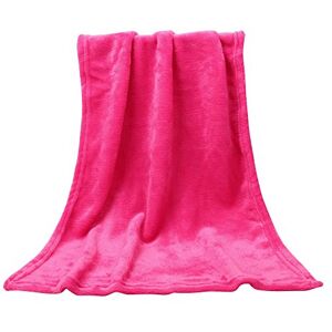 Generic 50X70CM Fashion Solid Soft Throw Kids Blanket Warm Coral Plaid Blankets Flannel Aubergine Throw Blanket (Hot Pink, One Size)