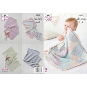 King Cole Double Knit Knitting Pattern Baby Soft Comfort Blankets (6062)