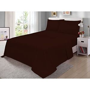 Laam Linen 100% Egyptian Cotton Flat Sheet 200 Thread Count Hotel Quality Soft & Crisp Cotton Caravan Campervan Bed Flat Sheet (Chocolate, Single)