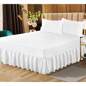 Rugs Inn Frilled Valance Sheet for Single Bed Extra Deep Plain Dyed Non Iron Poly Cotton Bed Mattress Cover White - 90 X 190 + 25 cm