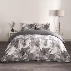 OHS Single Bedding Sets, Reversible Marble Bedding Single Bed Duvet Covers with Pillowcase Super Soft Quilt Covers Bedroom Luxury Decorative, Grey & White