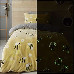 GC GAVENO CAVAILIA Teddy Fleece Duvet Cover, Glow In The Dark Kids Bedding Single, Warm & Cosy Reversible Quilt Cover, Ochre