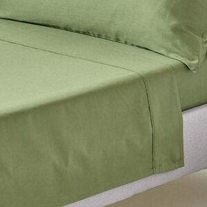 HOMESCAPES Green Pure Organic Cotton Flat Sheet Super King Size 400TC 600 Thread Count Equivalent Bed Sheet