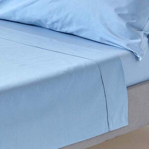 HOMESCAPES Light Blue Pure Egyptian Cotton Flat Sheet Single 200 TC 400 Thread Count Equivalent Bed Sheet