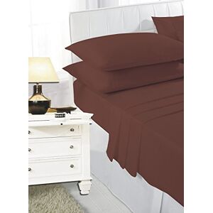 Generic Polycotton Flat Sheet Plain Dyed Single Double Super King or Pillowcase 22 Colours Easy Care Flat Sheet Bedding (Double, Chocolate)