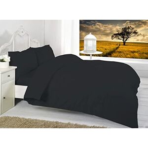 Textile .Plus Plain Dyed Fitted Sheets Polycotton Fitted Bed Sheets Single Double King Super King OR Pillow Cases By * Textile.Plus* (Pair Pillow Case, Black)