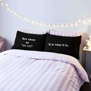 Sassy B How About No Standard 50x75cm Pack of 2 Pillow cases with envelope closure Black