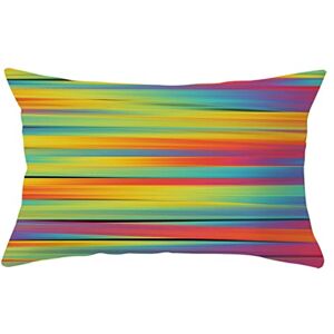 UNZYE Silk Fabric Satin Pillow Cover Living Room Patio Cushion Covers With Zipper Gradient Stripes Pillow Covers Throw Cushion Covers Washable Throw Pillow Covers Colorful 12X20 Inches